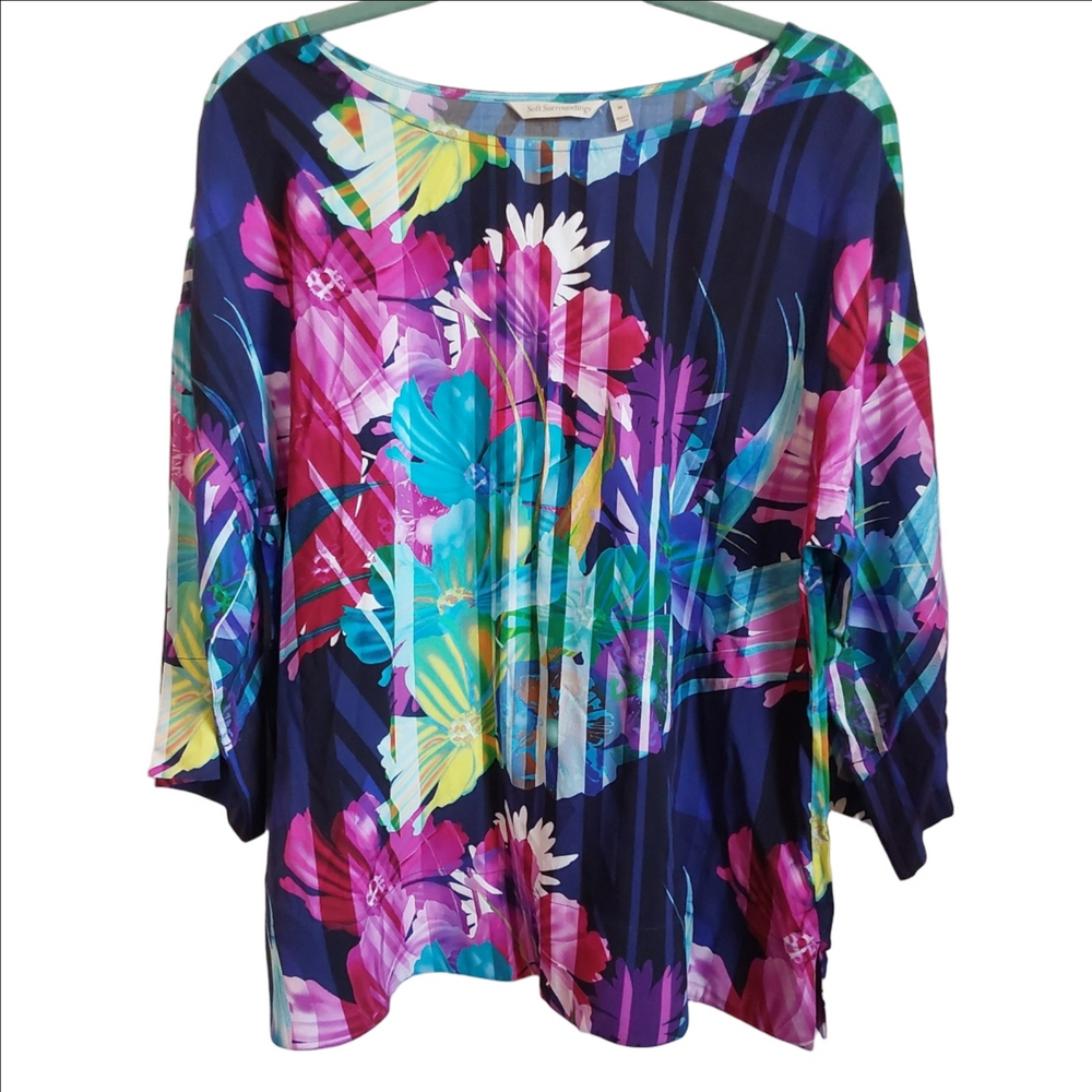 Soft Surroundings Vibrant Floral Blouse M